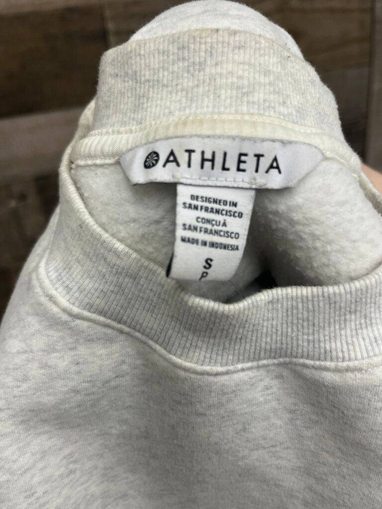 Athleta Retro Plush Revive Grey Crewneck