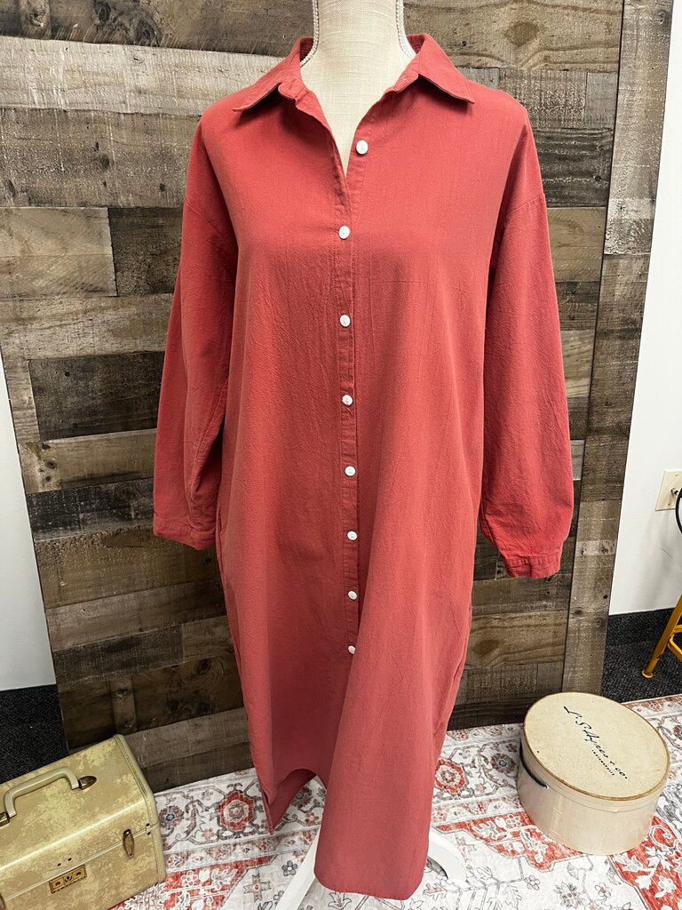 GGUHHU Salmon Button Down Shirt Dress