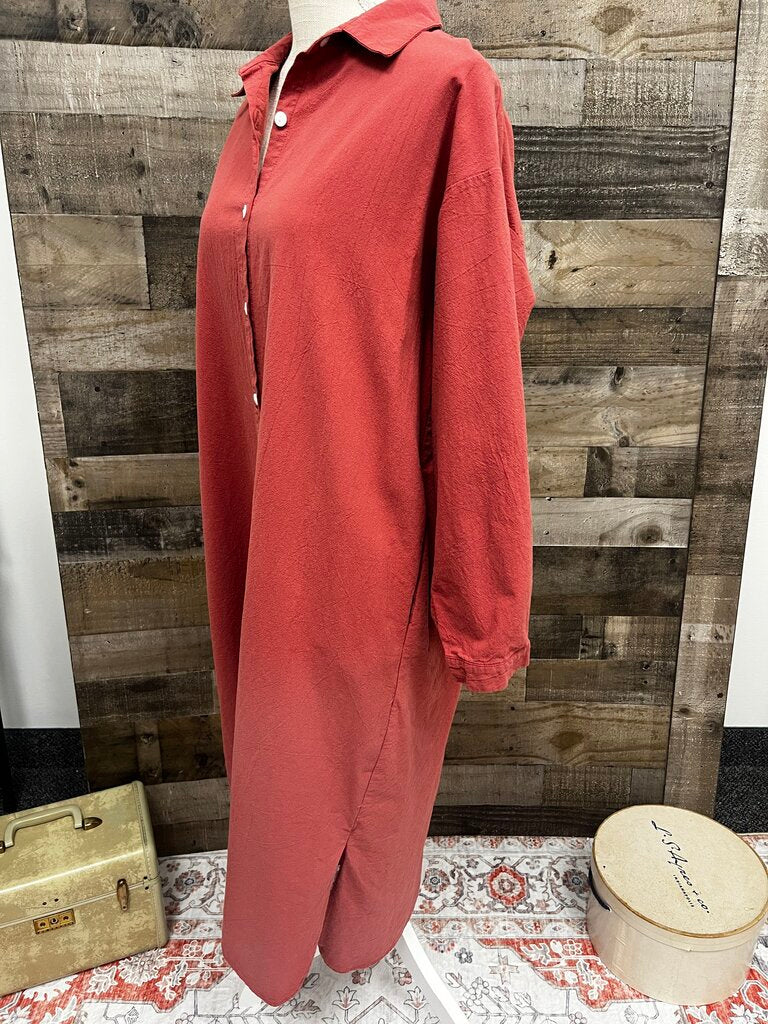 GGUHHU Salmon Button Down Shirt Dress