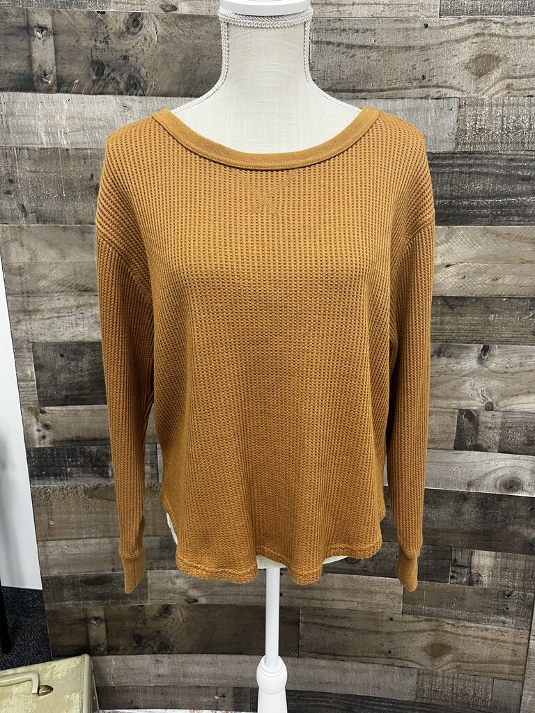 GAP Yellow Waffle Knit Long Sleeve Cropped Shirt