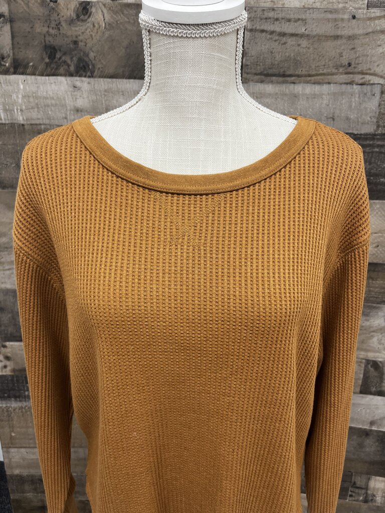 GAP Yellow Waffle Knit Long Sleeve Cropped Shirt