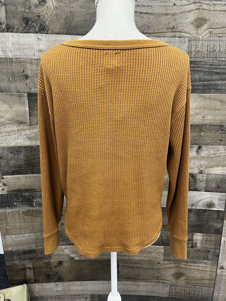 GAP Yellow Waffle Knit Long Sleeve Cropped Shirt