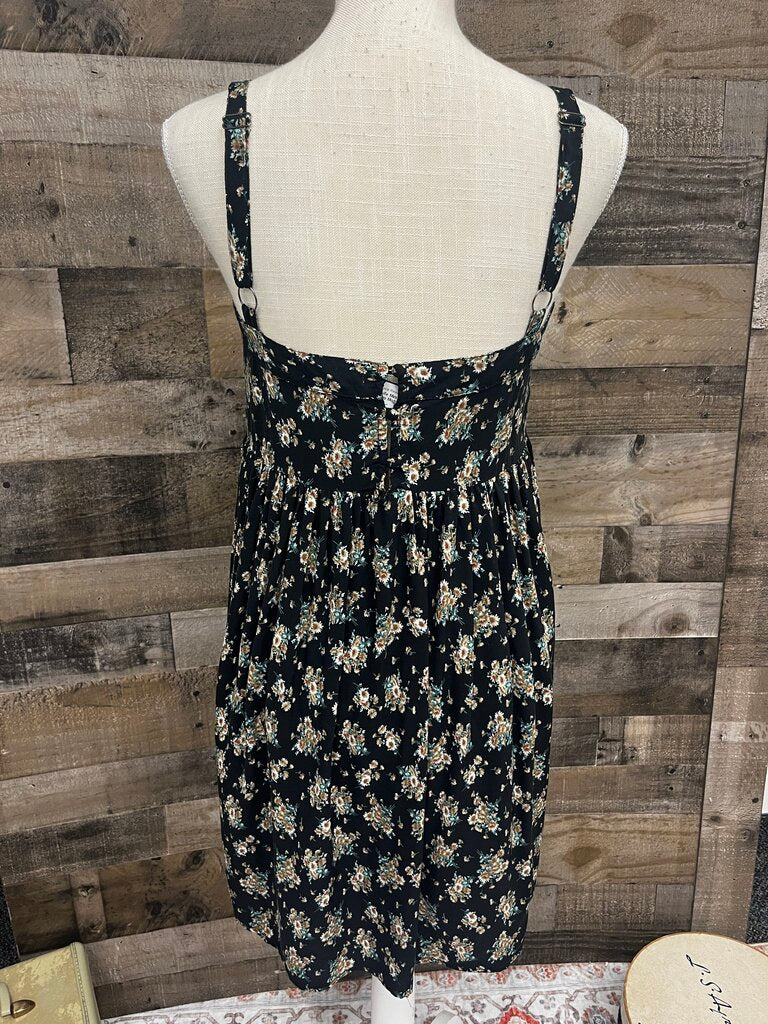 Natural Life Mini Dress Black Floral Boho Motif