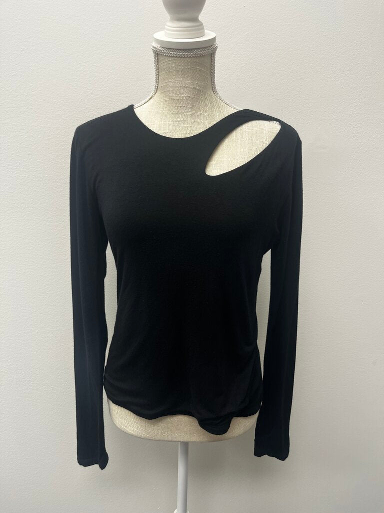 Peyton Jensen Black Long Sleeve Shirt w Shoulder Cut Out