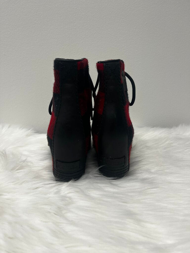 SOREL PDX Plaid and Leather Wedge Booties