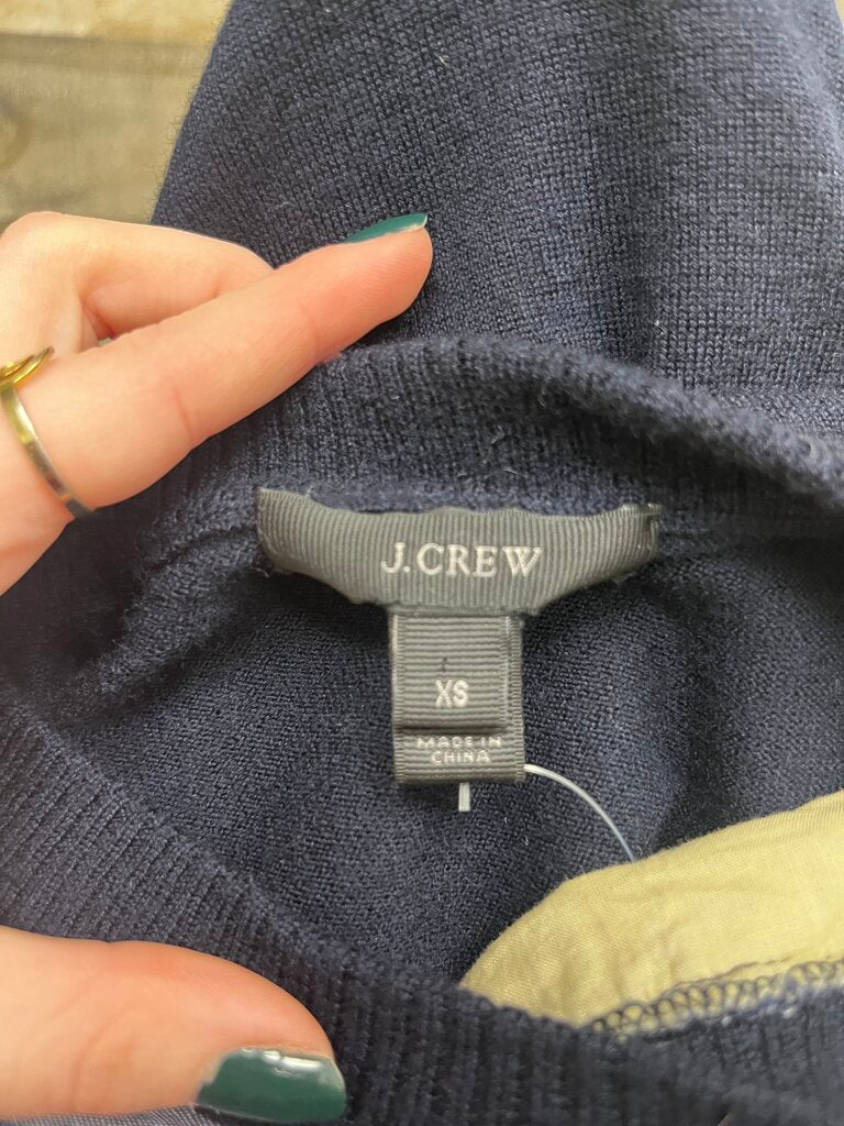 J Crew Embroidered Eyelet Navy Blue Sweater