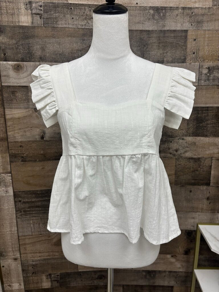 Shein White Ruffle Tank Top