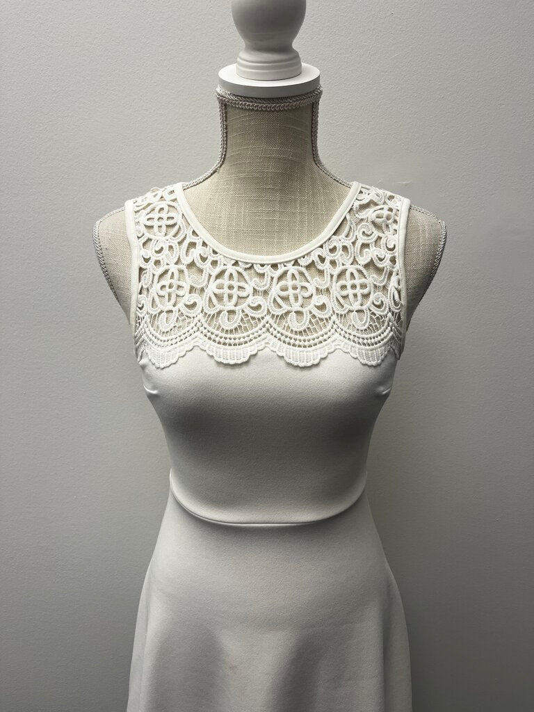 Lulus White Lace Neck Sleeveless Cocktail Dress