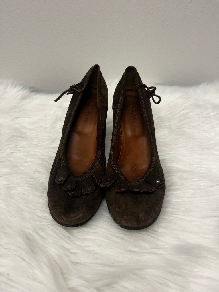 Sundance Chocolate Brown Suede Leather Slip On Wedges