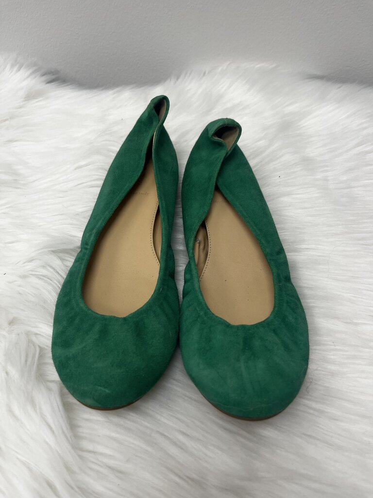 J Crew Green Suede Ballet Flats