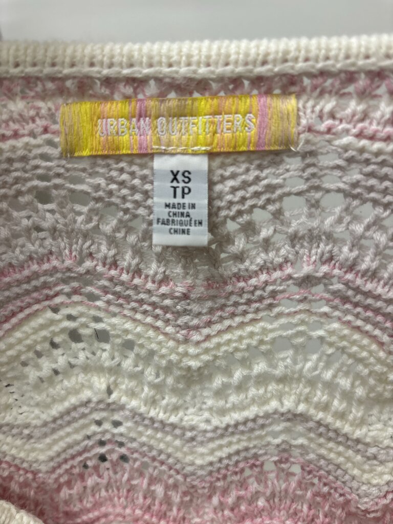 Urban Outfitters Blaire Pink and Cream Knit Cropped Sweater