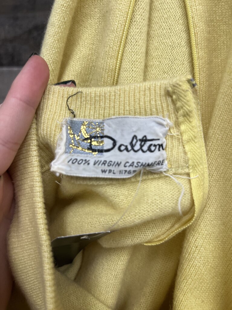 Vintage Dalton Yellow Cashmere Short Sleeve Sweater