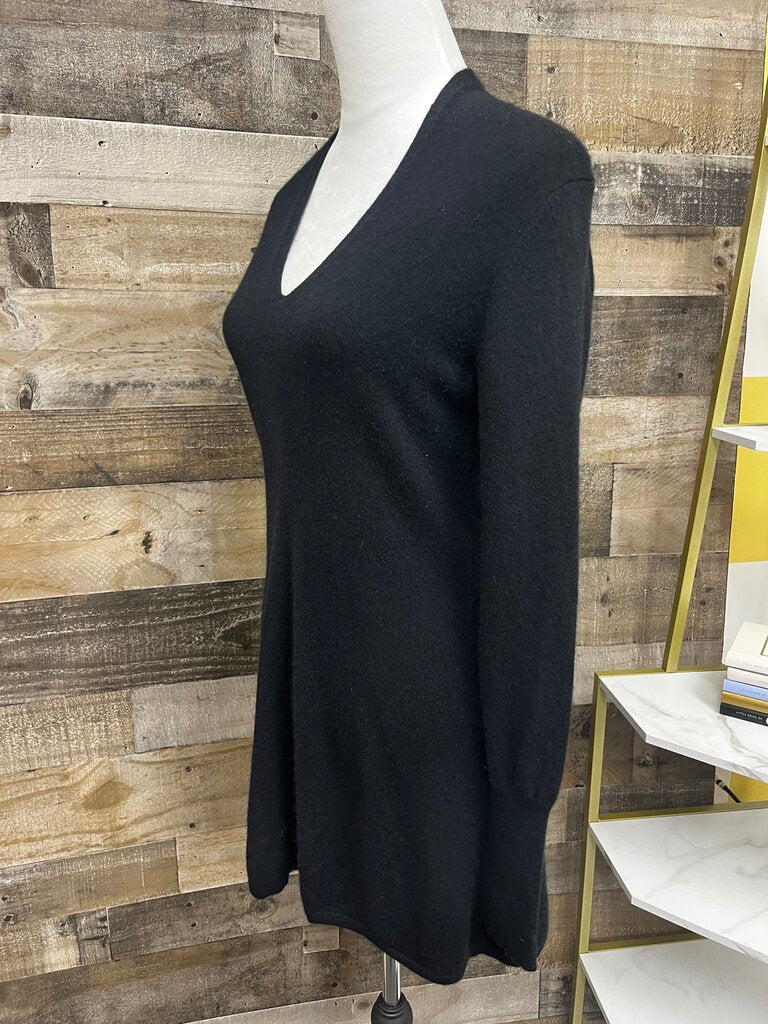 Kinross Cashmere Silk Blend Black V-Neck Long Sleeve Sweater
