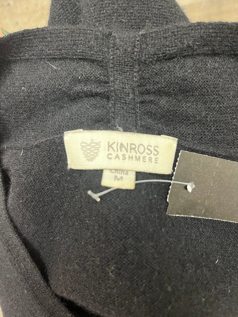 Kinross Cashmere Silk Blend Black V-Neck Long Sleeve Sweater