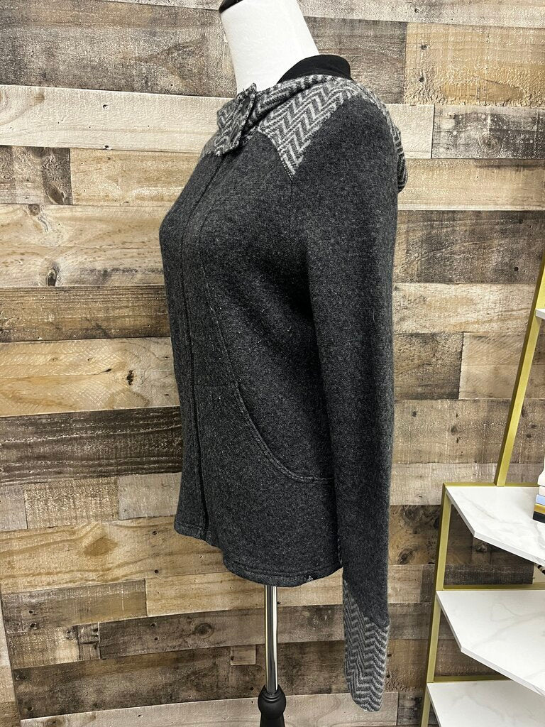 Prana Grey Hooded Full-Zip Sweater