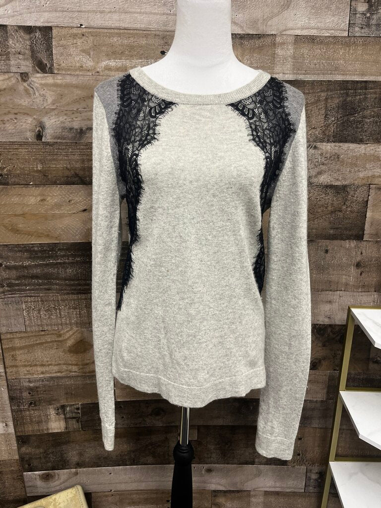 J Crew Wool Lightweight Sweater w/ Lace Overlay