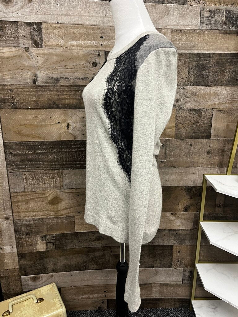 J Crew Wool Lightweight Sweater w/ Lace Overlay