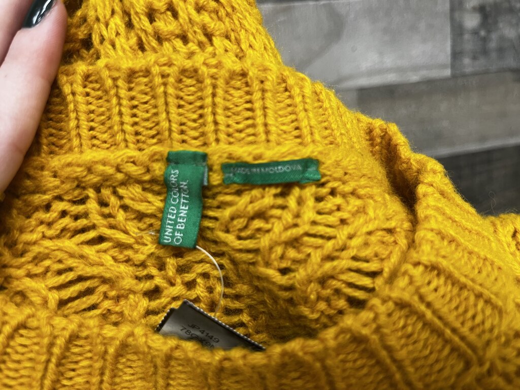 United Colors of Benetton Yellow Cable Knit Sweater