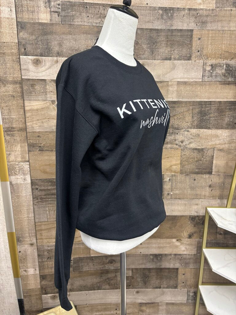 Kittenish Nashville Black Crewneck with White Print