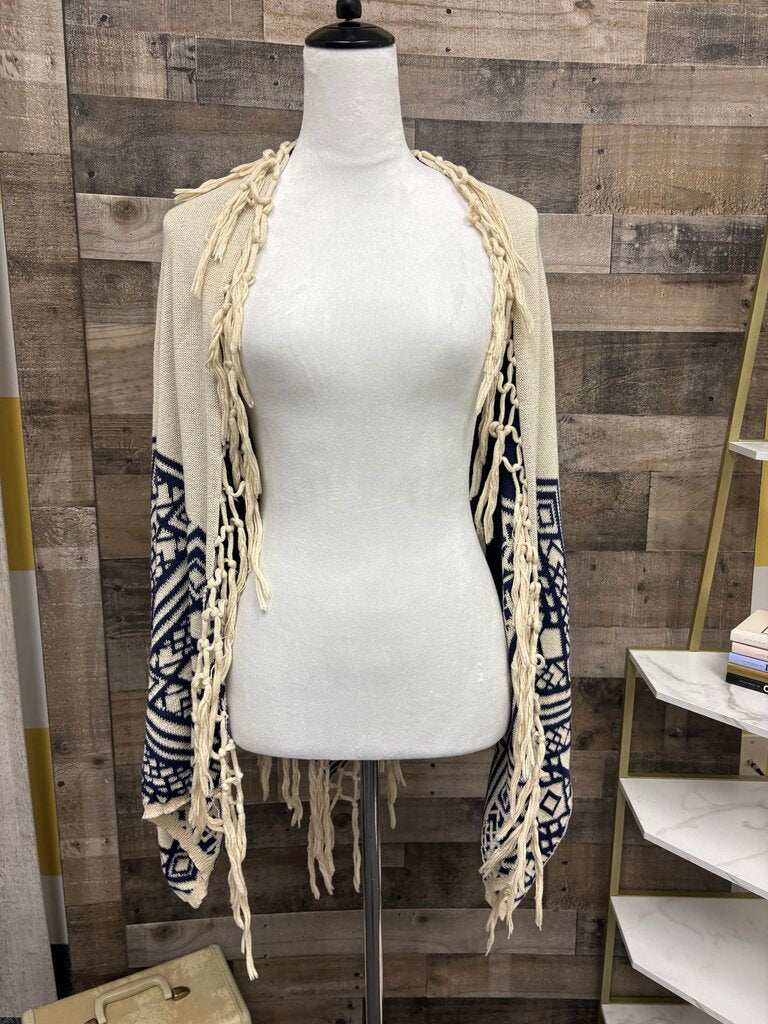 Flying Tomato Boho Open Fringe Trim Front Cardigan