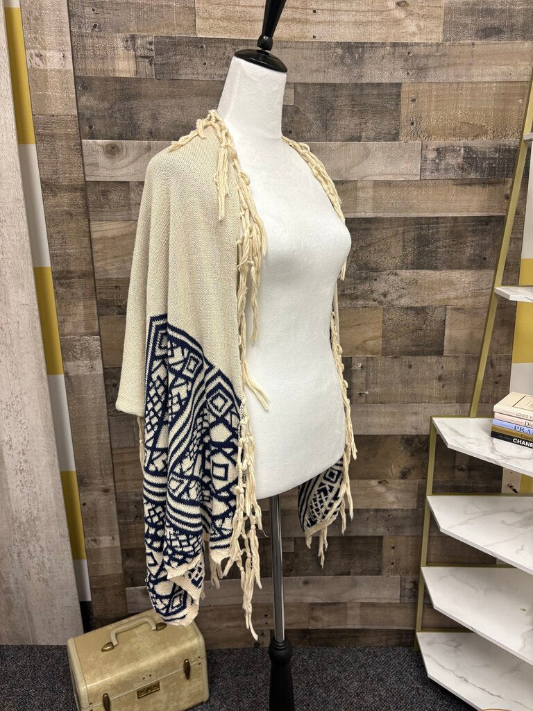 Flying Tomato Boho Open Fringe Trim Front Cardigan
