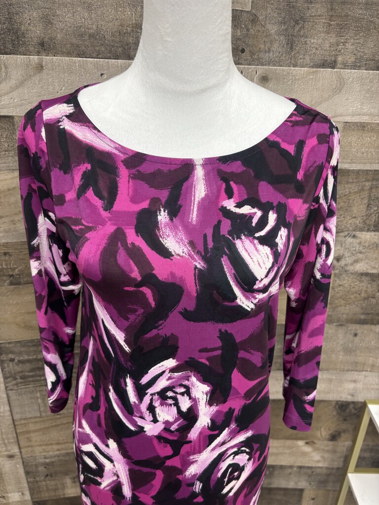No Brand Pink & Black Polyester Floral Print
