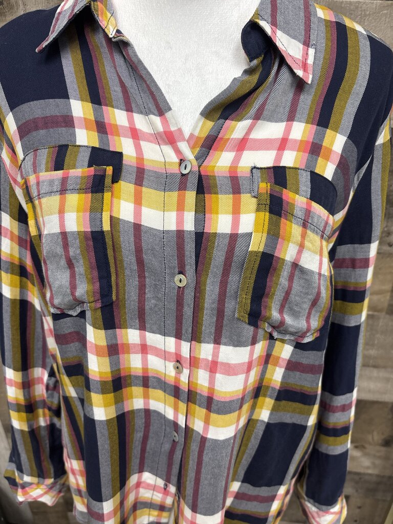 Peyton Jensen Navy & Yellow Plaid Button Down