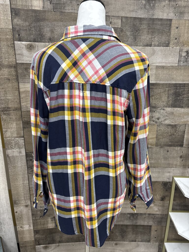 Peyton Jensen Navy & Yellow Plaid Button Down