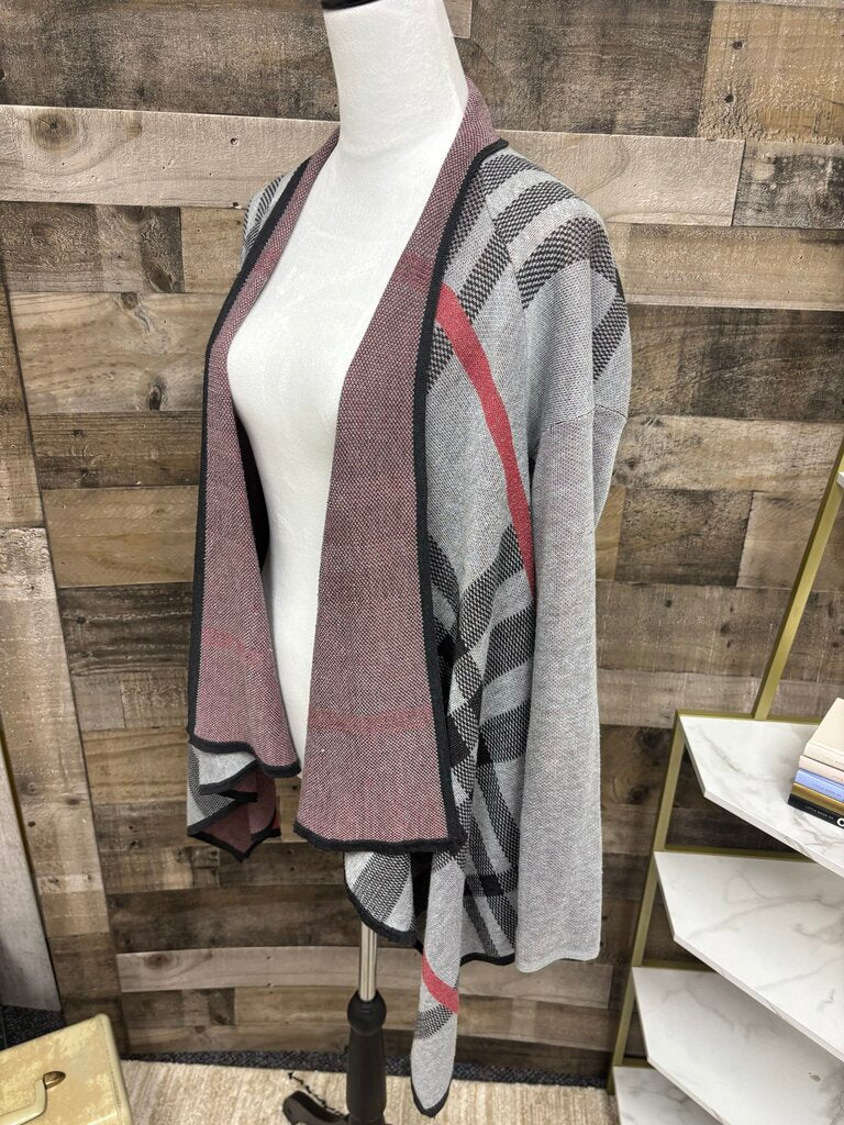 Staccato Gray & Red Plaid Cardigan