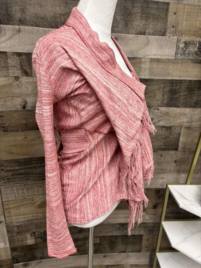 Free People Pink/Red Marled Waterfall Cardigan