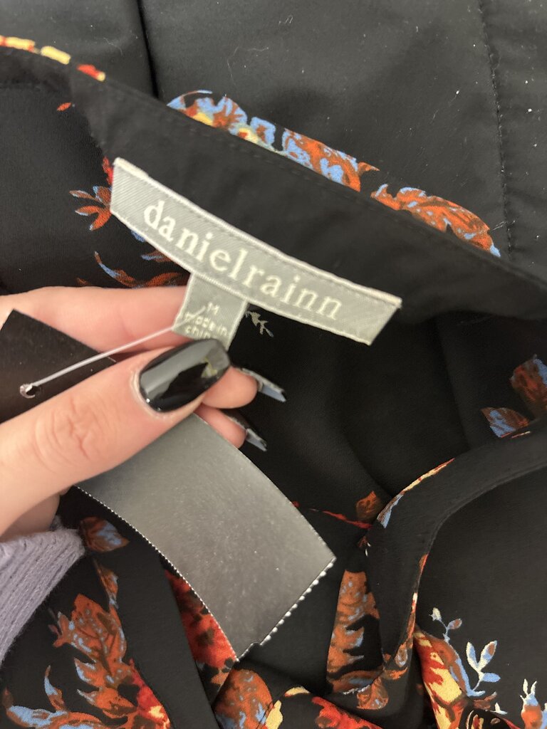 Daniel Rainn Black Rust Floral Print Blouse
