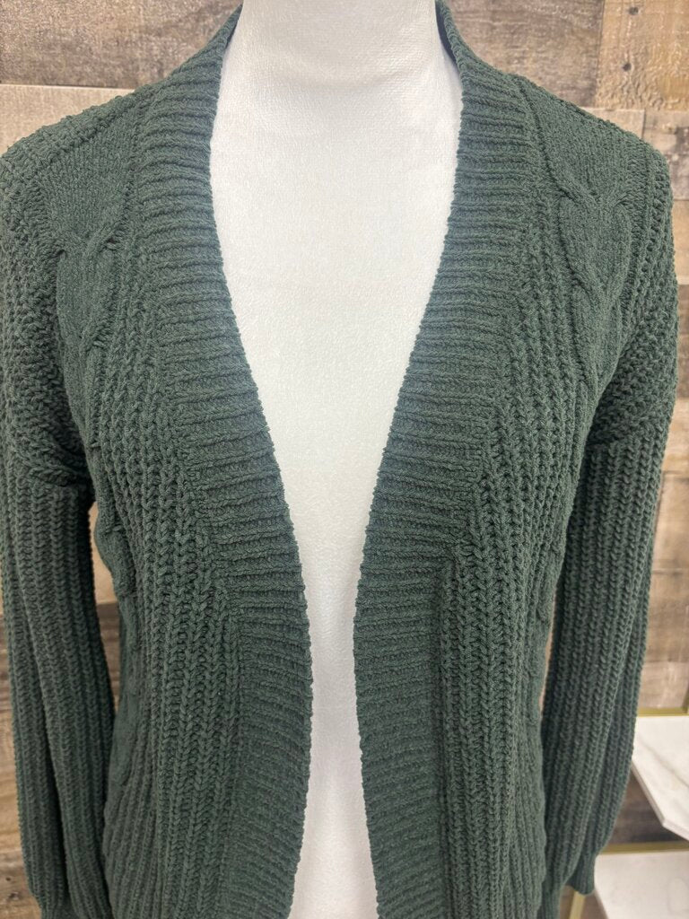 Maurices Dark Green Cable Knit Cardigan