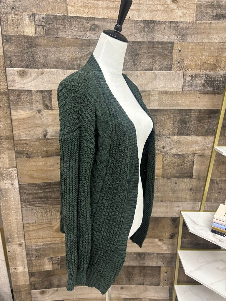 Maurices Dark Green Cable Knit Cardigan