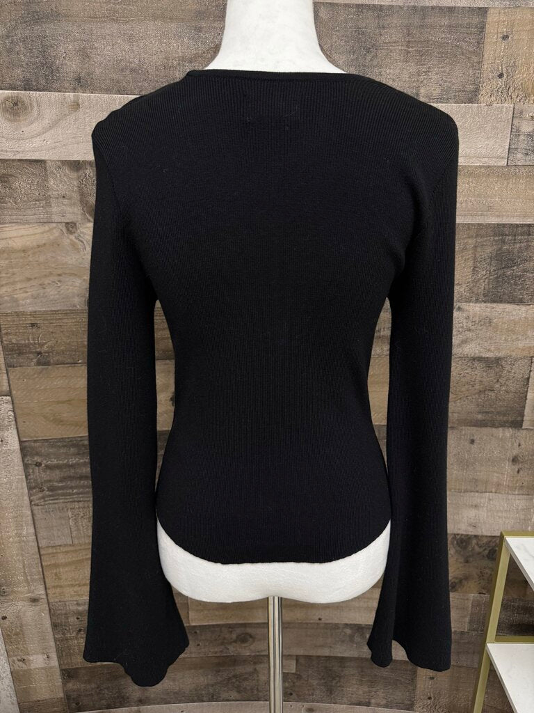 Anthro Maeve ribbed Scoop Neck Bell Sleeve Sweater