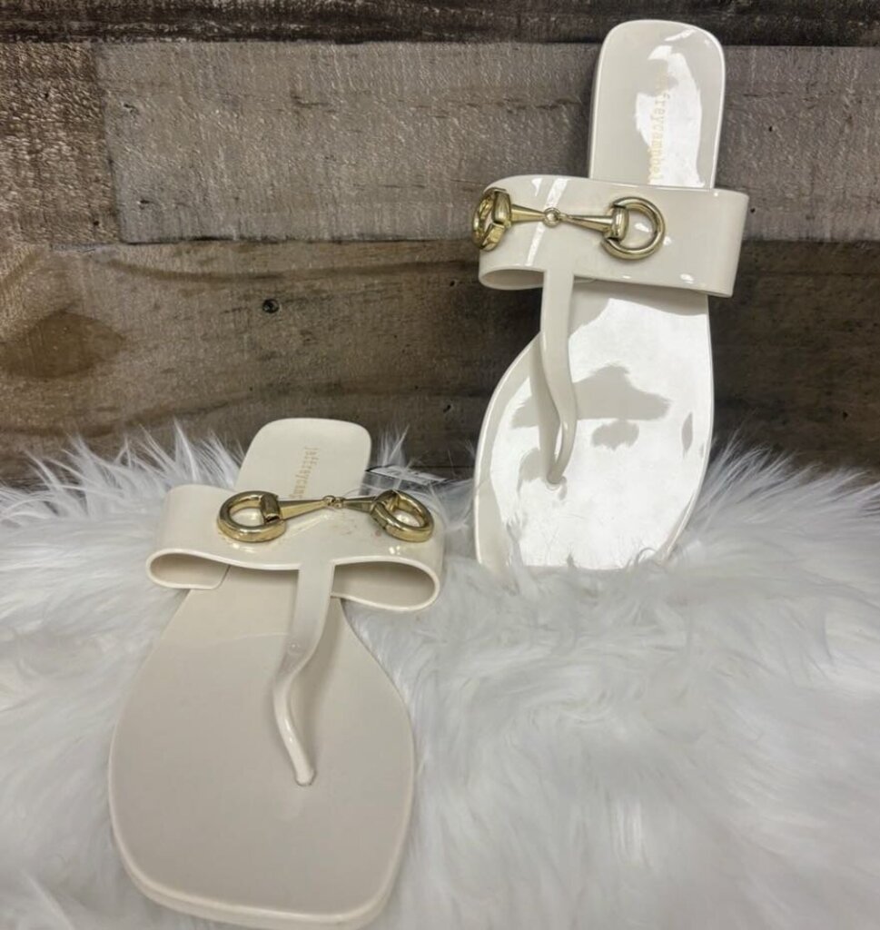 Jeffrey Campbell Ivory Sandal w/Gold Buckle