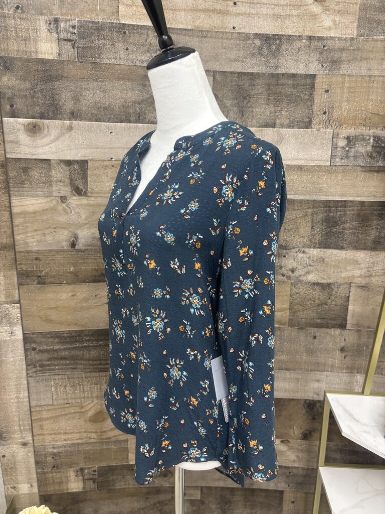 Daniel Rainn Teal Green Floral Print 3/4 Sleeve