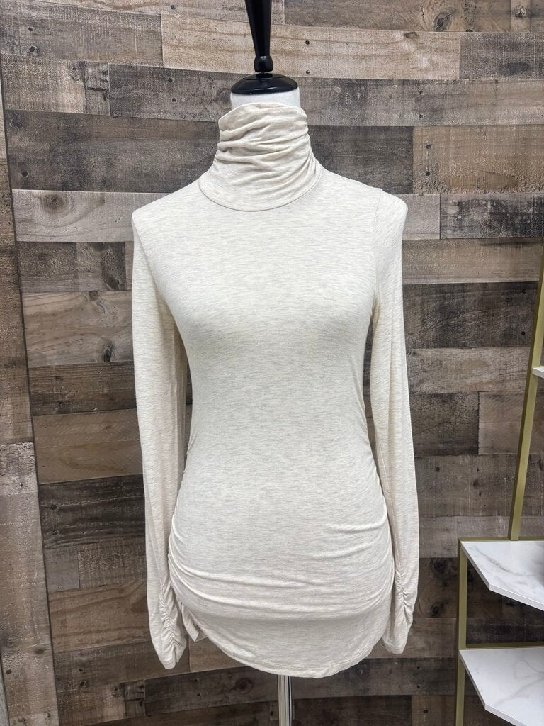 Design History Heathered Cream Ruched Turtleneck
