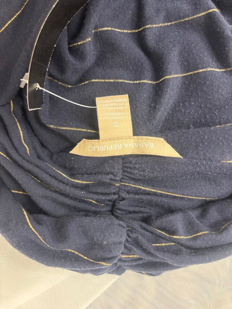 Banana Republic Navy w/Gold Stripes Cowl Turtleneck
