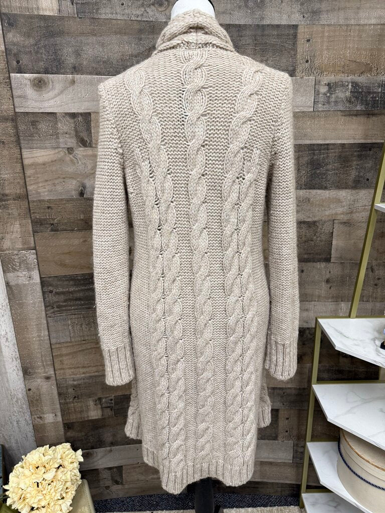 Elsamanda Tan Cable Knit Cardigan Duster
