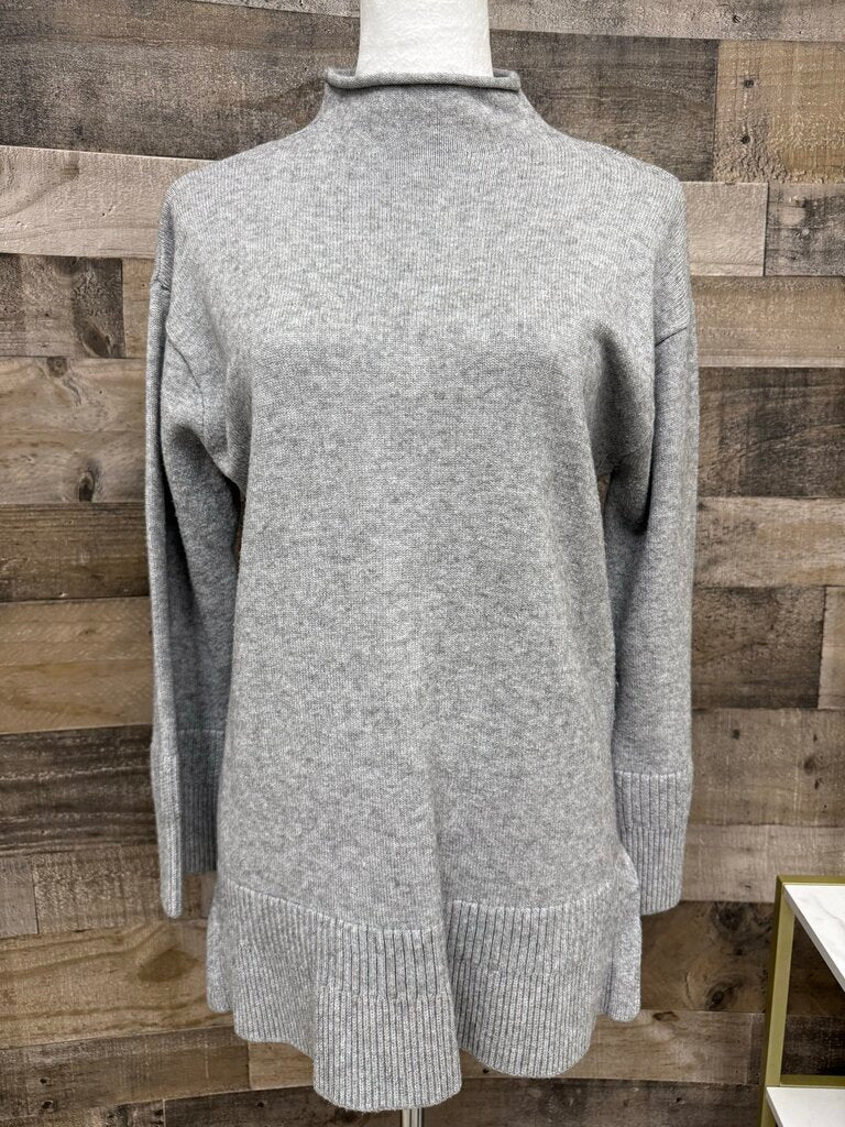 Anthro Moth Gray Mock Turtleneck Tunic Sweater