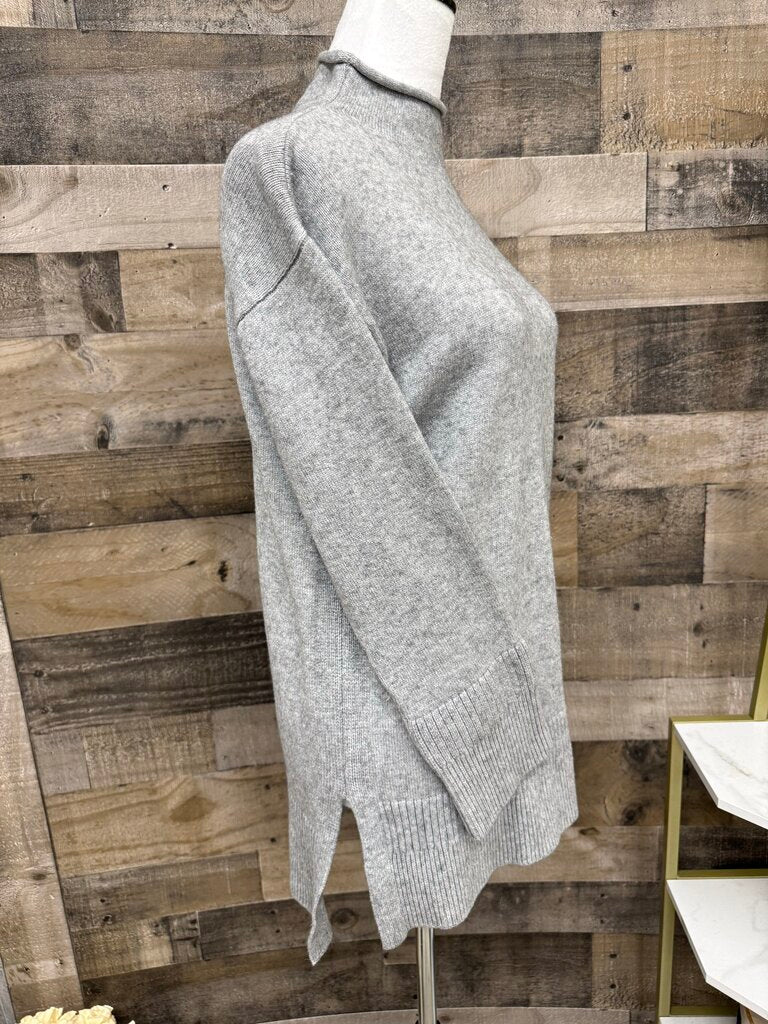 Anthro Moth Gray Mock Turtleneck Tunic Sweater