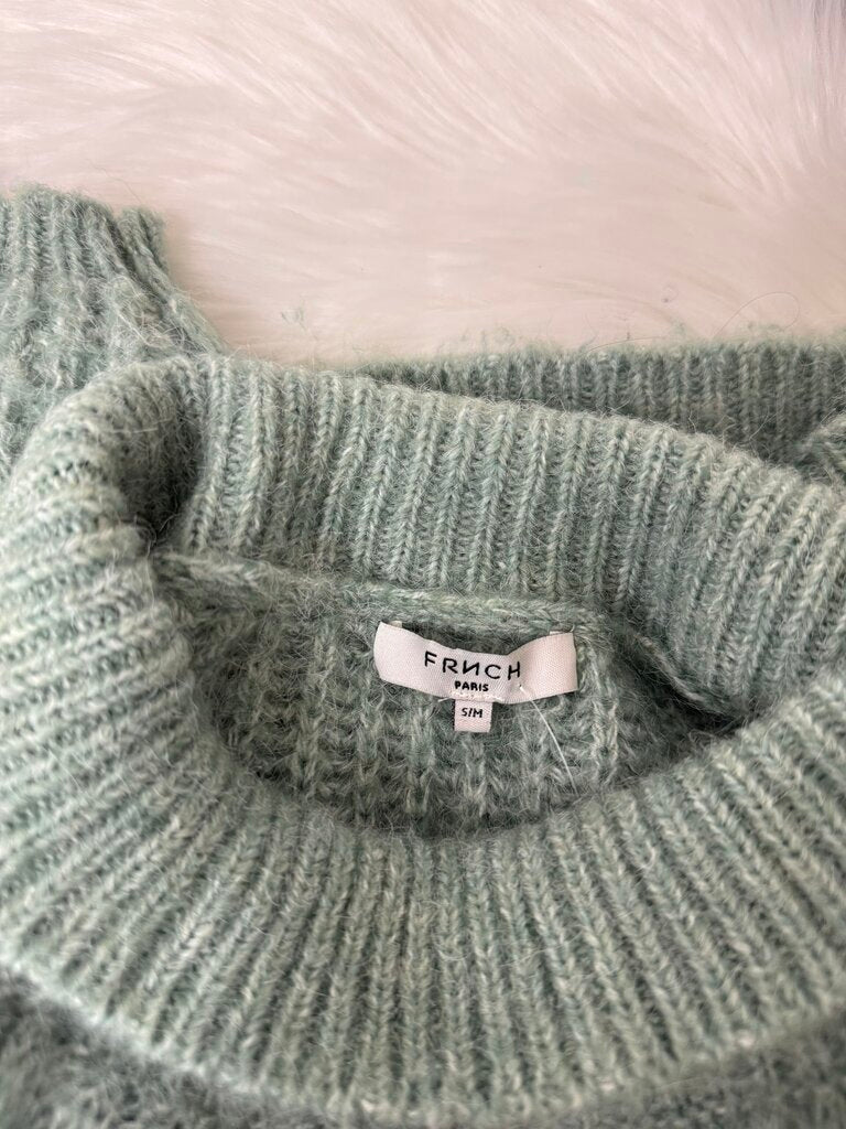 Frnch Paris Lt Green Mock Turtleneck Knit Sweater