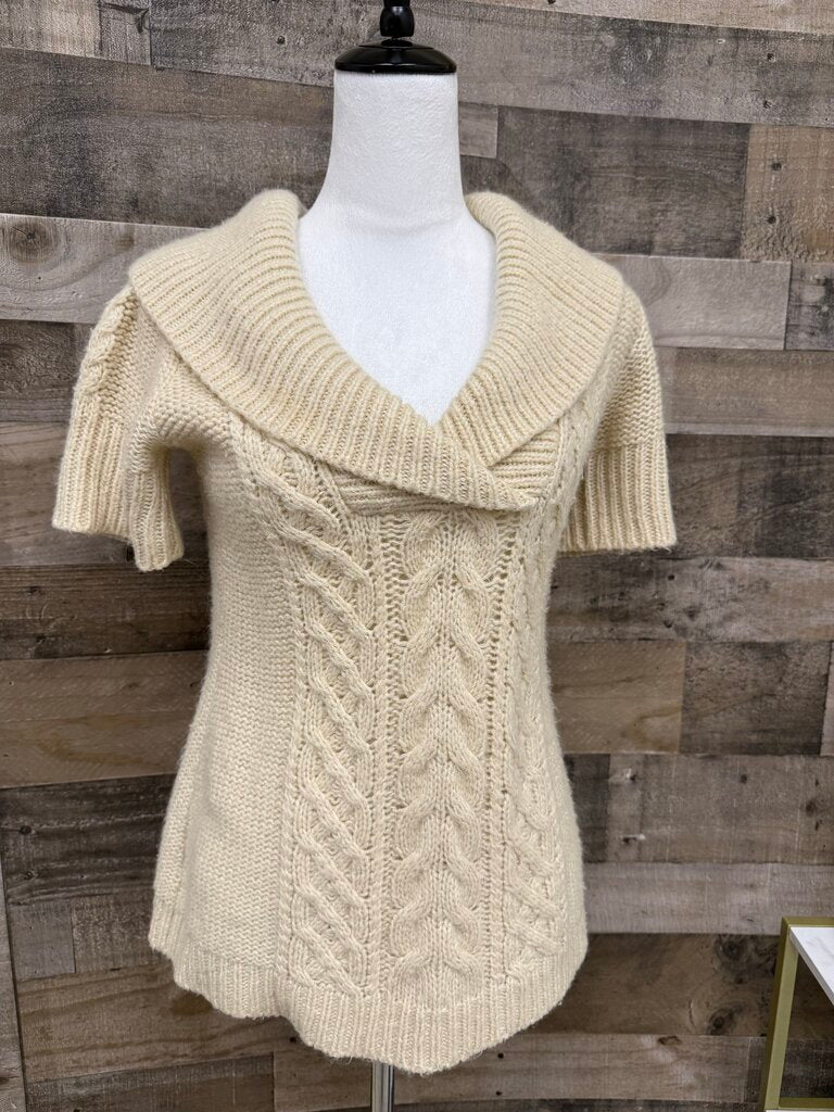 BCBG Maxazria Cable Knit Short Sleeve Sweater