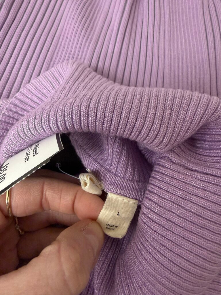 Anthro Moth Lavender Ribbed Button Cuffs Turtleneck