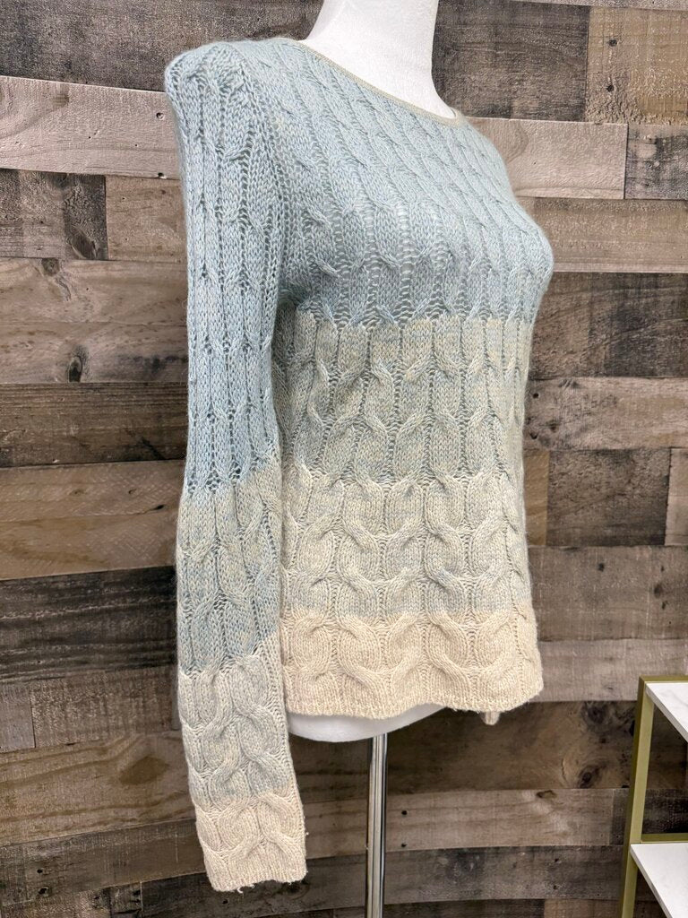 Anthro Sparrow Lt Blue/Cream Ombre Cable Knit