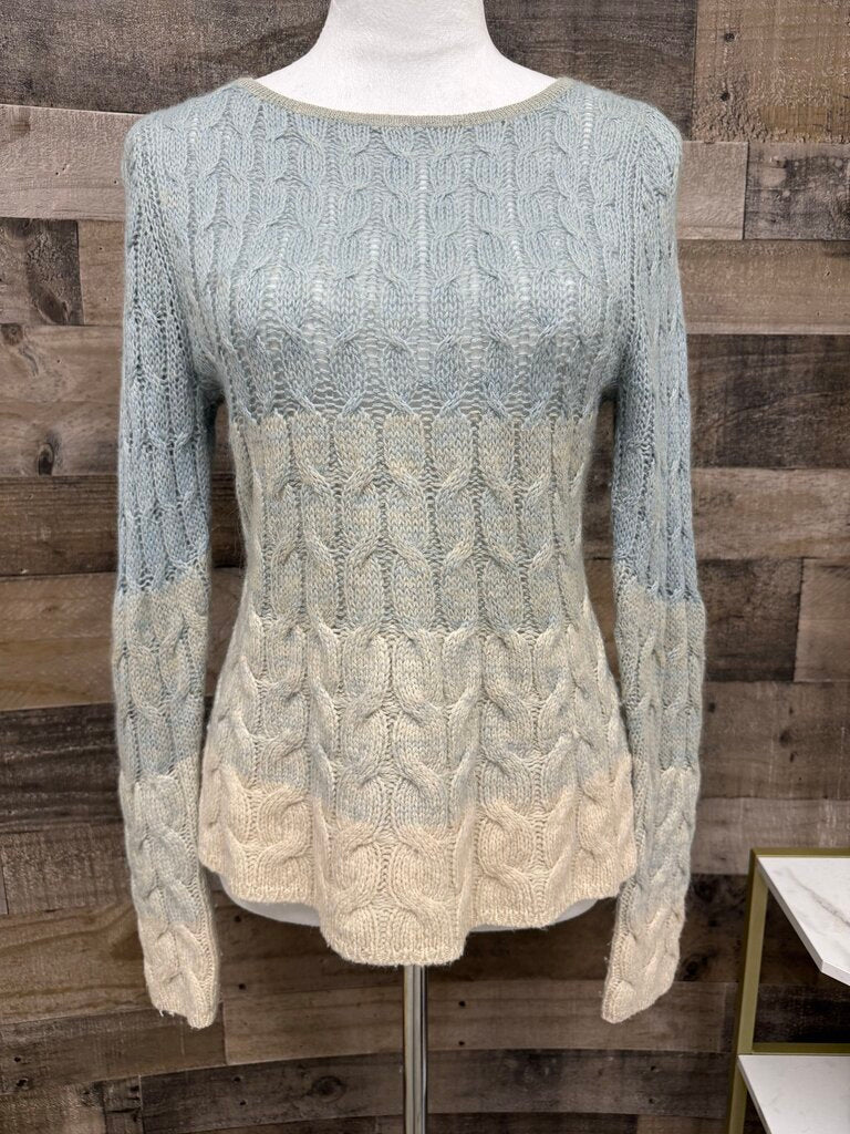 Anthro Sparrow Lt Blue/Cream Ombre Cable Knit