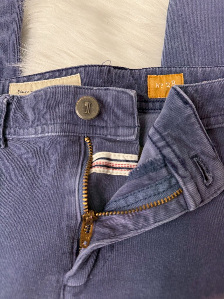 Anthro Pilcro Blue Ribbed Stretch Velvet Leggings