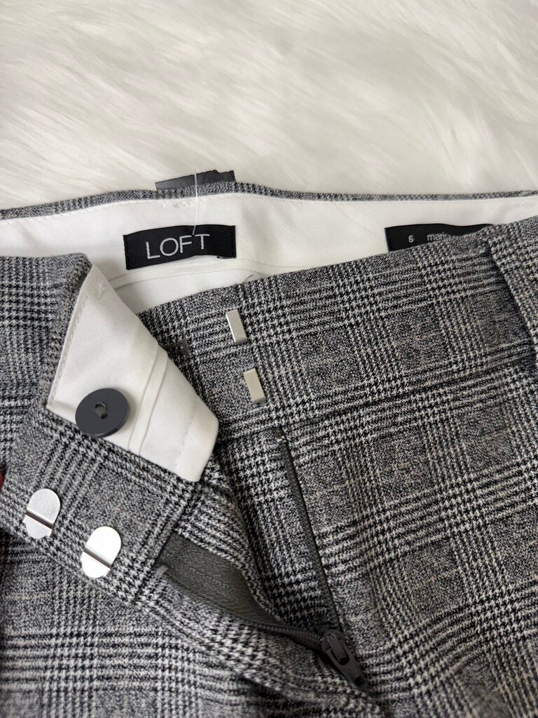 NWT Loft Marisa Black/White Plaid Trousers