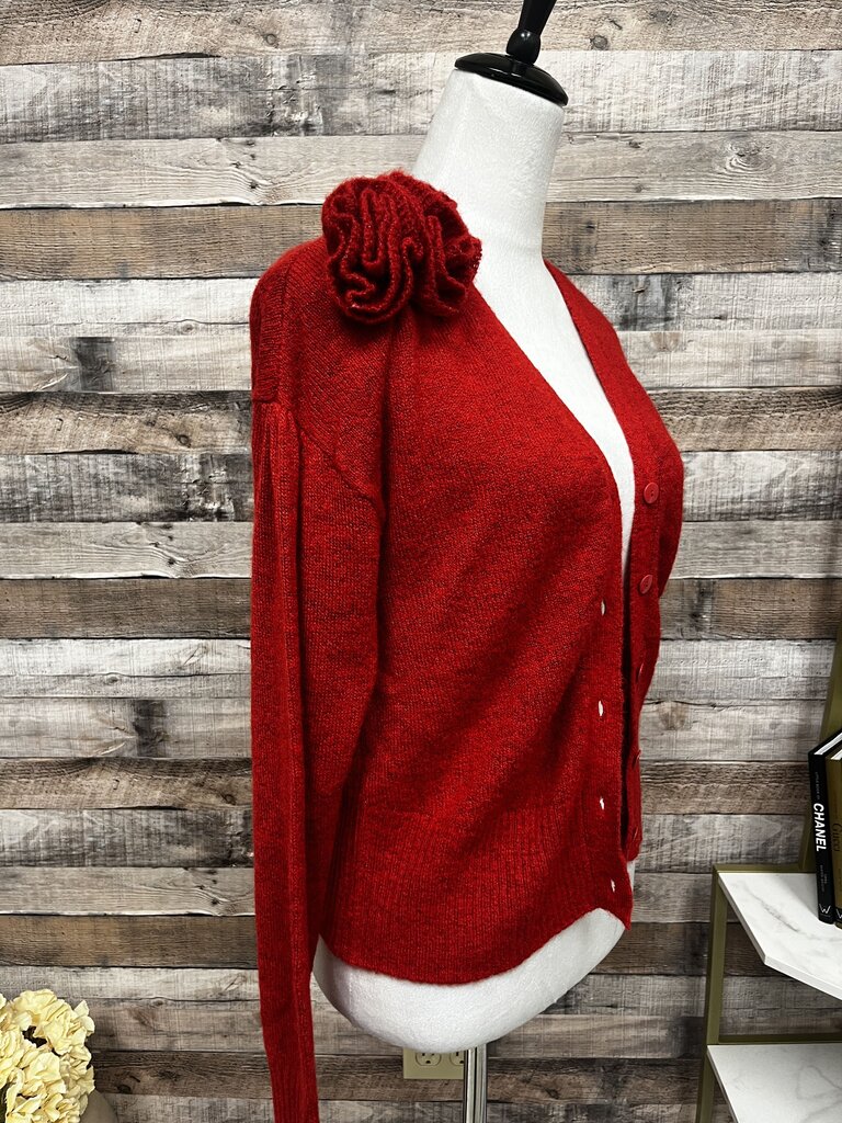 NWT Elie Tahari Red Cardigan w/Rosette