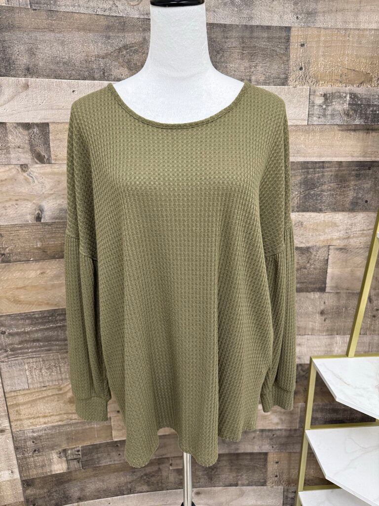 Cherish Olive Green Waffle Backless Sweater